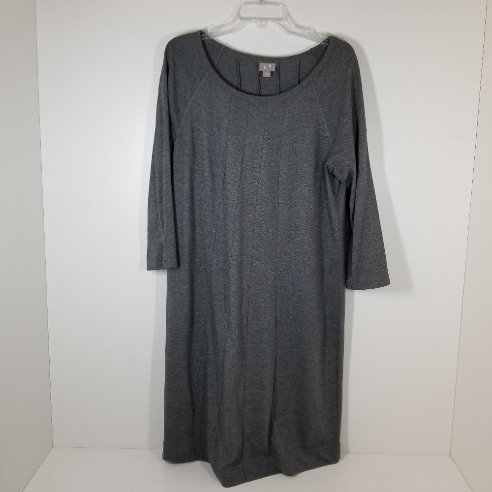J Jill Gray Cotton Blend 3/4 Sleeve Shirt Shift Dress Size Large
